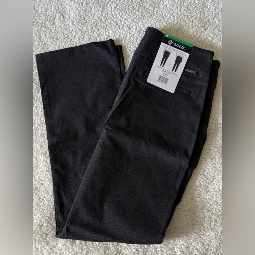 Womenās Straight Leg Tummy Control Dress Pants Charcoal Grey Sz 12 New with Tags